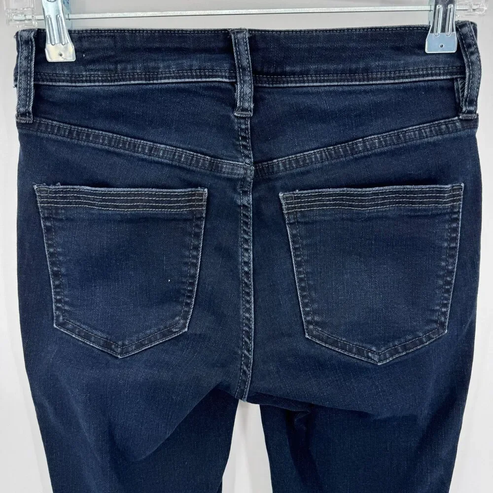 FREE PEOPLE | WE THE FREE Dark Wash Ivy Denim Pull On Raw Hem Skinny Jeans Sz 26